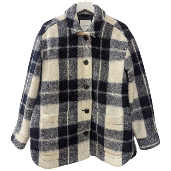 Madewell Walton Shirt Jacket Shacket - Colleton Plaid Marly Plaid Ink Sz S MA304 - Picture 5 of 11